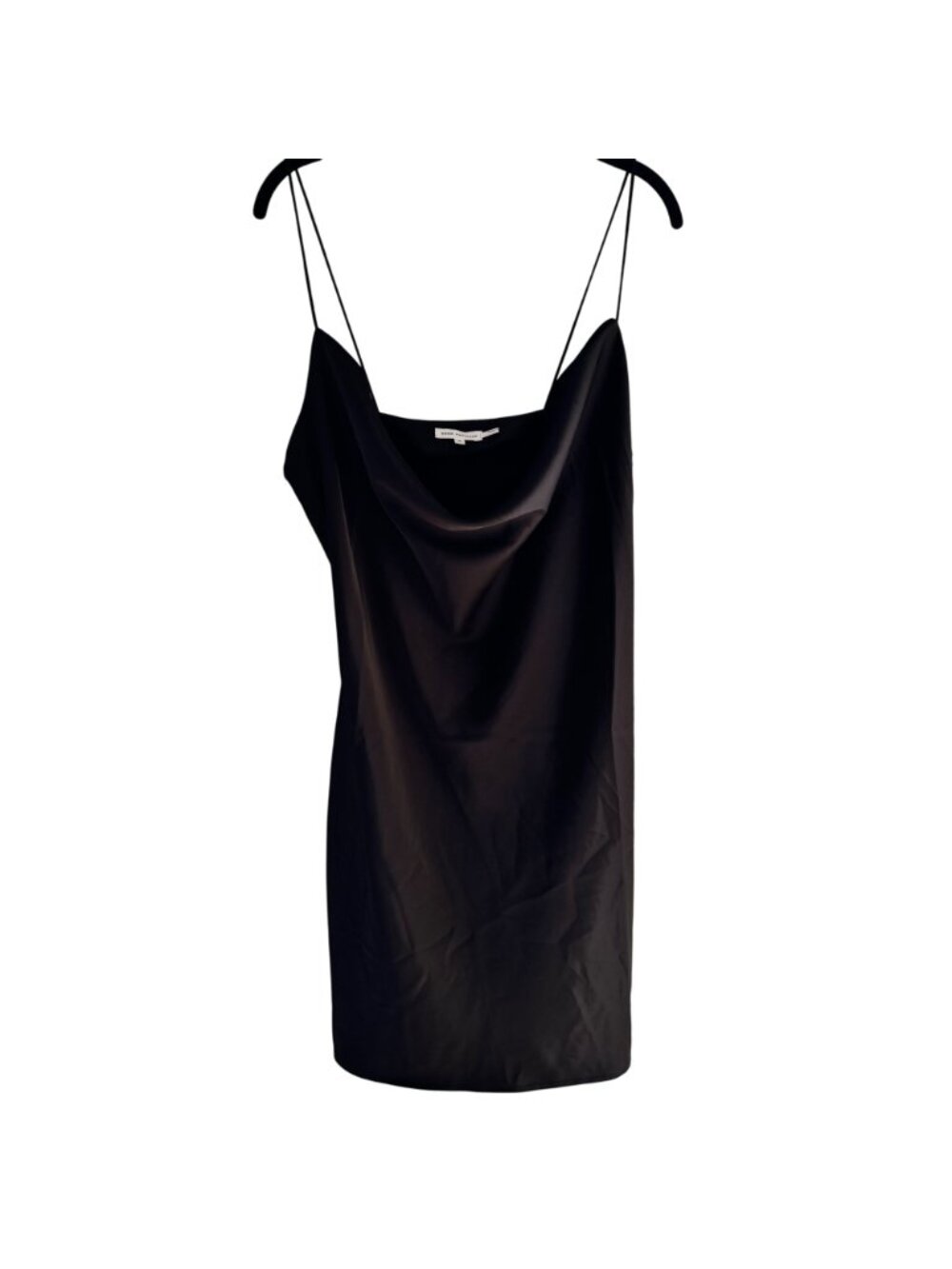 Good American Slip Dress Size 4 Black Cowl Neck Midi Adjustable Straps New Tags - Picture 9 of 10